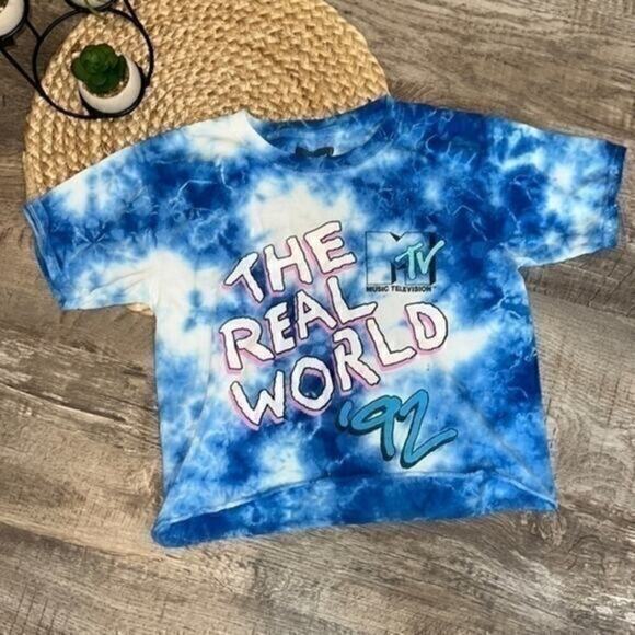no brand Tops - The Real World blue tie dye crop tshirt size xsmall